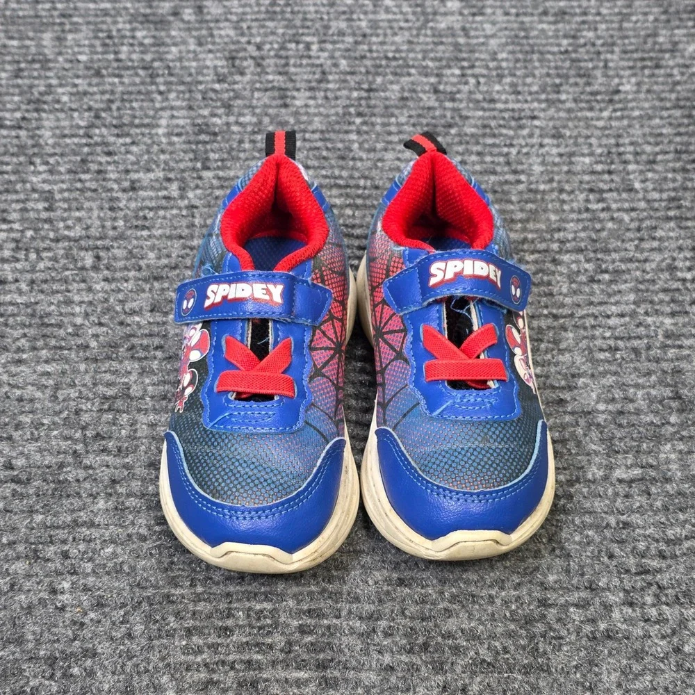 Marvel Athletic Sneakers Boy's Size 9 Blue Red Spidey‎ and His Amazing Friends